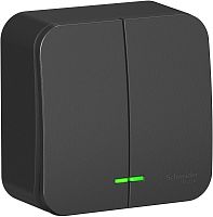 Выключатель с подсветкой накладной Systeme Electric Blanca 2-кл. антрацит картинка